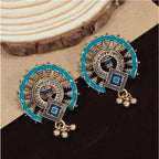 Antique Silver/Gold Plated Enamel Artwork Earrings – Multi-Color Design
