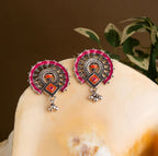 Antique Silver/Gold Plated Enamel Artwork Earrings – Multi-Color Design