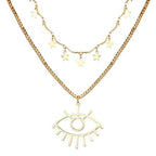 Shangri Celestial Evil Eye Layered Necklace – Gold Plated Star Charm Pendant