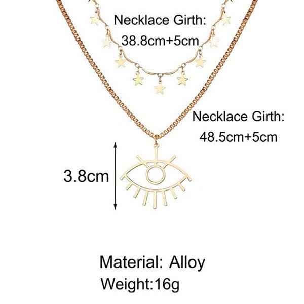 Shangri Celestial Evil Eye Layered Necklace – Gold Plated Star Charm Pendant