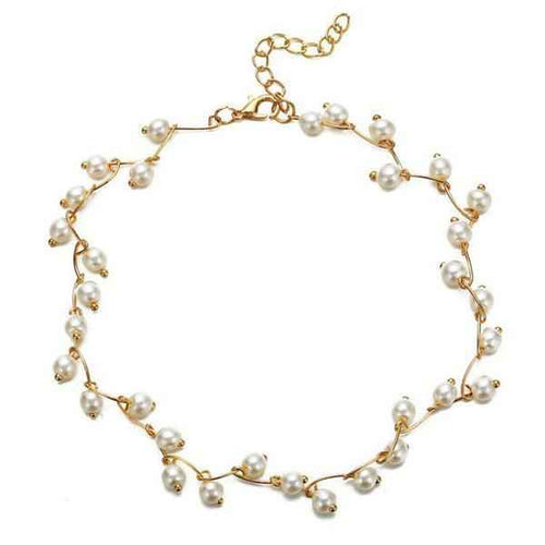 Shangri Elegant Pearl Vine Choker – Gold Plated Minimal Statement Necklace