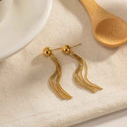 Shangri Gold Tassel Drop Earrings – Anti Tarnish Stainless Steel Minimal Statement Earrings