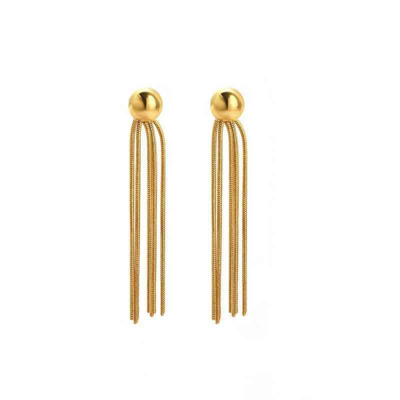 Shangri Gold Tassel Drop Earrings – Anti Tarnish Stainless Steel Minimal Statement Earrings