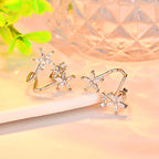 Shangri Rose Gold Floral AD Earcuff Earrings – Triple Star Crystal Statement Studs