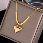 Gold-Plated Anti-Tarnish Heart Themed Pendant Necklace