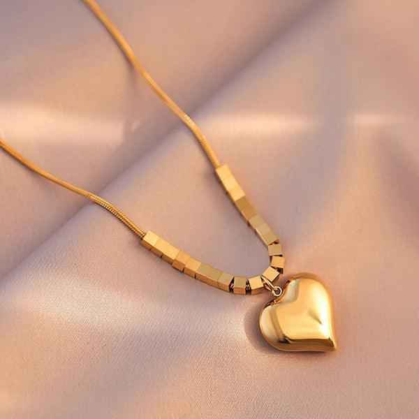 Gold-Plated Anti-Tarnish Heart Themed Pendant Necklace