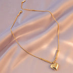 Gold-Plated Anti-Tarnish Heart Themed Pendant Necklace