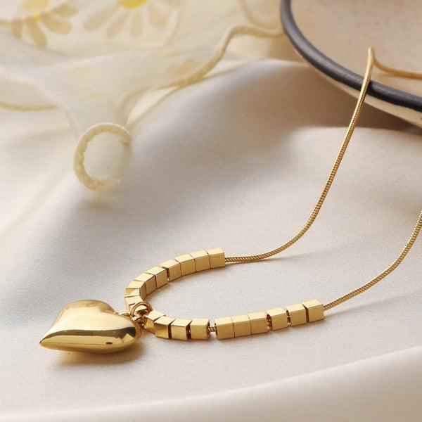 Gold-Plated Anti-Tarnish Heart Themed Pendant Necklace