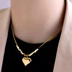 Gold-Plated Anti-Tarnish Heart Themed Pendant Necklace