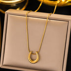 Gold-Plated Stainless Steel Anti-Tarnish Geometric Pendant Necklace for Women