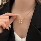 Gold-Plated Stainless Steel Anti-Tarnish Geometric Pendant Necklace for Women