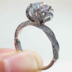 Silver Plated Anti-Tarnish American Diamond Crushed Ice Cut Twisted Contemporary Finger Ring