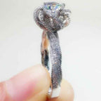 Silver Plated Anti-Tarnish American Diamond Crushed Ice Cut Twisted Contemporary Finger Ring