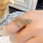 Gold Plated CZ Stone-Studded Leaf Inspired Adjustable Finger Ring