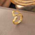 Gold Plated Anti Tarnish Stainless Steel Contemporary Adjustable Finger Ring