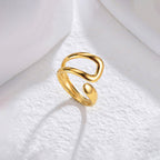 Gold Plated Anti Tarnish Stainless Steel Contemporary Adjustable Finger Ring