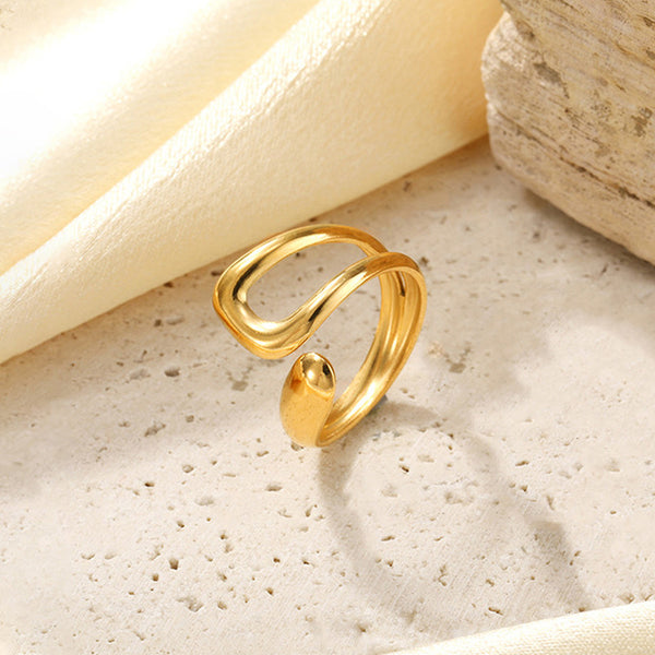 Gold Plated Anti Tarnish Stainless Steel Contemporary Adjustable Finger Ring