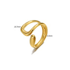 Gold Plated Anti Tarnish Stainless Steel Contemporary Adjustable Finger Ring