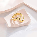 Gold Plated Anti Tarnish Stainless Steel Contemporary Adjustable Finger Ring