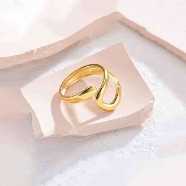 Gold Plated Anti Tarnish Stainless Steel Contemporary Adjustable Finger Ring