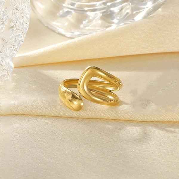 Gold Plated Anti Tarnish Stainless Steel Contemporary Adjustable Finger Ring