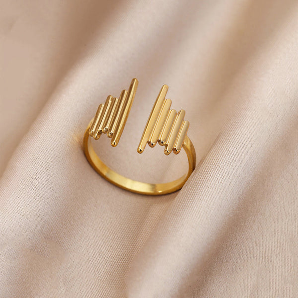 Gold Plated Anti Tarnish Stainless Steel Contemporary Adjustable Finger Ring