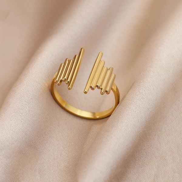 Gold Plated Anti Tarnish Stainless Steel Contemporary Adjustable Finger Ring