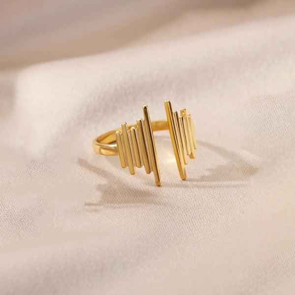 Gold Plated Anti Tarnish Stainless Steel Contemporary Adjustable Finger Ring