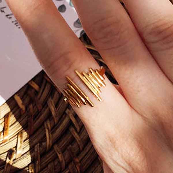 Gold Plated Anti Tarnish Stainless Steel Contemporary Adjustable Finger Ring