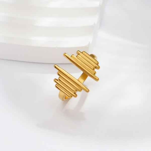 Gold Plated Anti Tarnish Stainless Steel Contemporary Adjustable Finger Ring