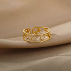 Gold Plated Anti Tarnish Stainless Steel Star Themed Adjustable Finger Ring
