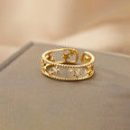 Gold Plated Anti Tarnish Stainless Steel Star Themed Adjustable Finger Ring