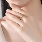 Gold Plated Anti Tarnish Stainless Steel Star Themed Adjustable Finger Ring