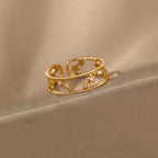 Gold Plated Anti Tarnish Stainless Steel Star Themed Adjustable Finger Ring