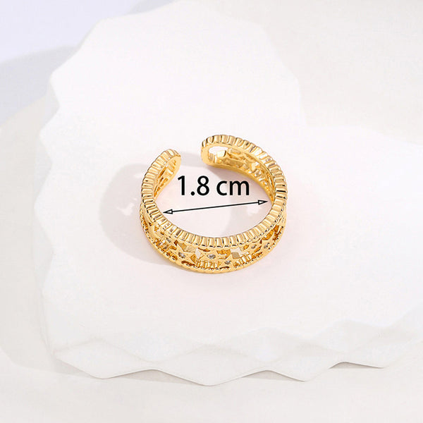 Gold Plated Anti Tarnish Stainless Steel Star Themed Adjustable Finger Ring