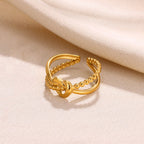 Gold Plated Anti-Tarnish Stainless Steel Contemporary Adjustable Finger Ring