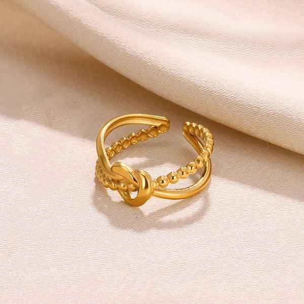 Shangri Gold-Plated Knot Detail Adjustable Ring