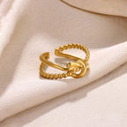 Gold Plated Anti-Tarnish Stainless Steel Contemporary Adjustable Finger Ring