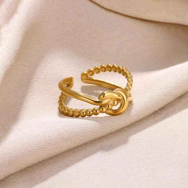 Shangri Gold-Plated Knot Detail Adjustable Ring
