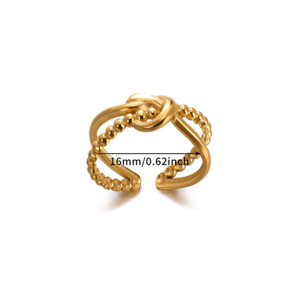 Gold Plated Anti-Tarnish Stainless Steel Contemporary Adjustable Finger Ring