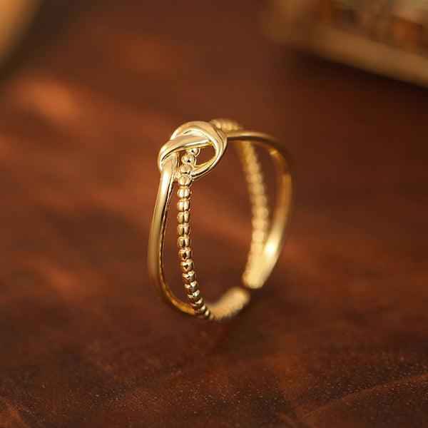 Shangri Gold-Plated Knot Detail Adjustable Ring