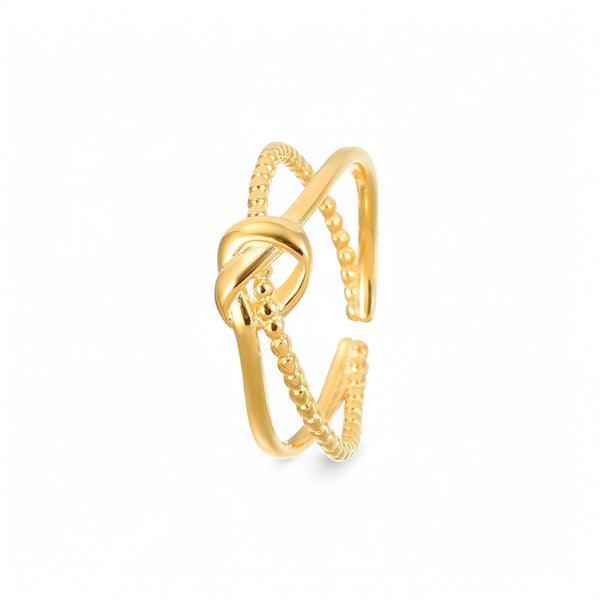 Shangri Gold-Plated Knot Detail Adjustable Ring