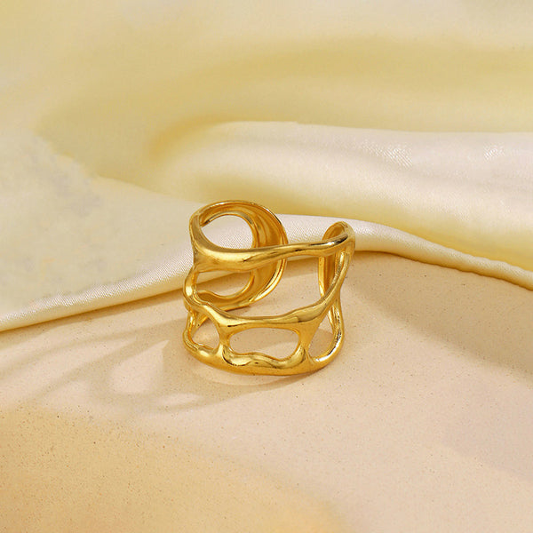 Gold Plated Anti-Tarnish Stainless Steel Contemporary Adjustable Finger Ring