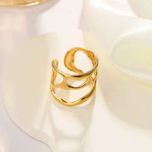 Gold Plated Anti-Tarnish Stainless Steel Contemporary Adjustable Finger Ring