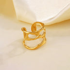 Gold Plated Anti-Tarnish Stainless Steel Contemporary Adjustable Finger Ring