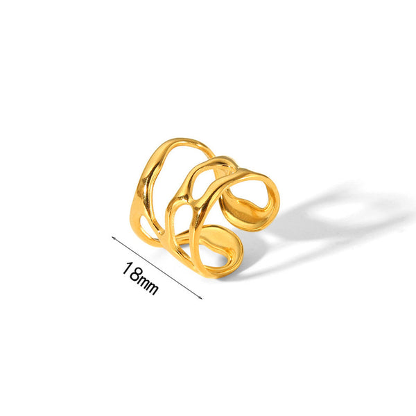 Gold Plated Anti-Tarnish Stainless Steel Contemporary Adjustable Finger Ring
