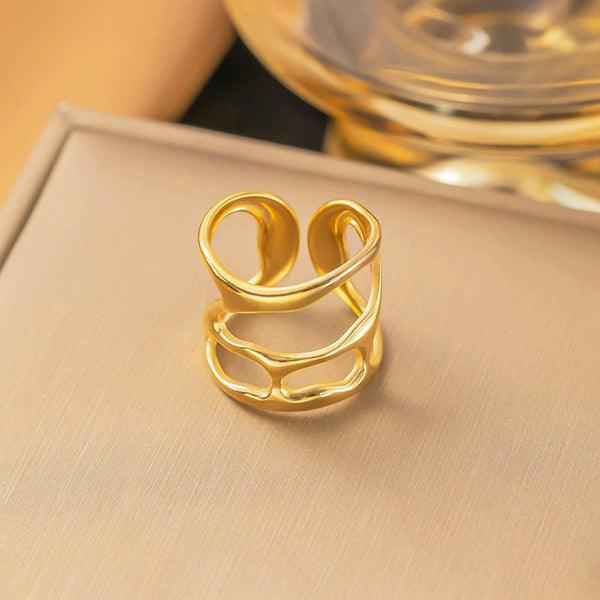 Gold Plated Anti-Tarnish Stainless Steel Contemporary Adjustable Finger Ring