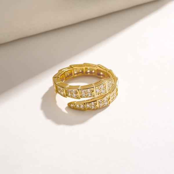 Gold Plated Anti-Tarnish Stainless Steel Snake Themed Adjustable Finger Ring