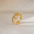 Gold Plated Anti-Tarnish Stainless Steel Snake Themed Adjustable Finger Ring