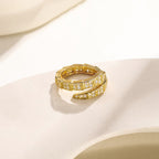Gold Plated Anti-Tarnish Stainless Steel Snake Themed Adjustable Finger Ring